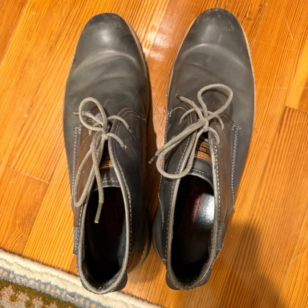 Pikolinos Mens Dark Gray Leather Lace Up Chukka Boots Size 45/11.5‎